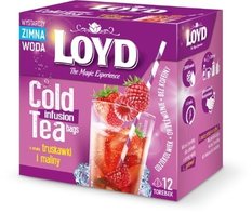 Arbata LOYD Cold Infusion, braškių ir aviečių skonio, 12 x 2,5 g