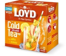 Arbata LOYD Cold Infusion, obuolių ir ananasų skonio, 12 x 2,5 g