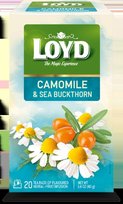 Aromatizuota žolelių ir vaisių arbata LOYD, ramunėlių ir šaltalankių skonio, 20 x 2g