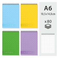 Bloknotas su spirale viršuje A6, 80 lapų, langeliais