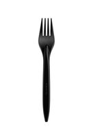 Daugkartinė šakutė, juodos spalvos, plastikinė, 18 cm, 100 vnt.