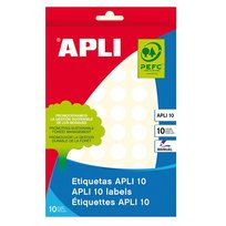 Lipnios etiketės APLI, apvalūs, diam. 13 mm,18 l., balta