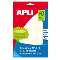 Lipnios etiketės APLI, apvalūs, diam. 32 mm,10 l., balta