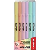 Teksto žymekliai KORES HIGH LINER PASTEL 6 spalvų rinkinys