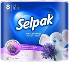 Tualetinis popierius SELPAK Spa Lavender, 3 sluoksniai, 18,6 metrai, 150 lapelių, 8 vnt.