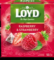 Vaisinė arbata LOYD, aviečių ir braškių skonio, 50 x 2g