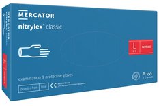 Vienkartinės pirštinės NITRYLEX Classic, nitrilinės, nepudruotos, mėlynos spalvos, L, 100 vnt.