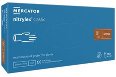 Vienkartinės pirštinės NITRYLEX Classic, nitrilinės, nepudruotos, mėlynos spalvos, XL, 100 vnt.
