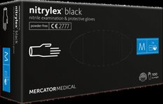 Vienkartinės pirštinės NITRYLEX PF, nitrilinės, nepudruotos, juodos spalvos, M, 100 vnt.