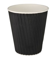 Vienkartinis puodelis RIPPLE Black, popierius/PE, 280 ml, D 80 x H 90 mm, 25 vnt