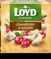 Žolelių ir vaisių arbata LOYD, spanguolių ir imbierų skonio, 20 x 2g